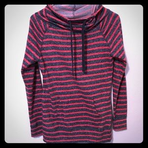 Striped cowl neck sweatshirt
